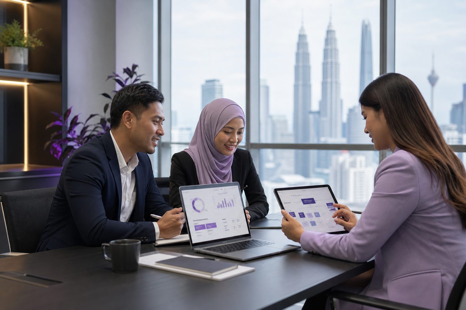 ClickSmart consultant discussing digital workflow improvement with a Malaysian business team